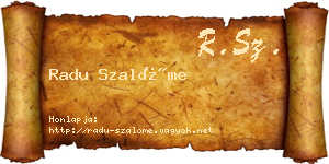 Radu Szalóme névjegykártya